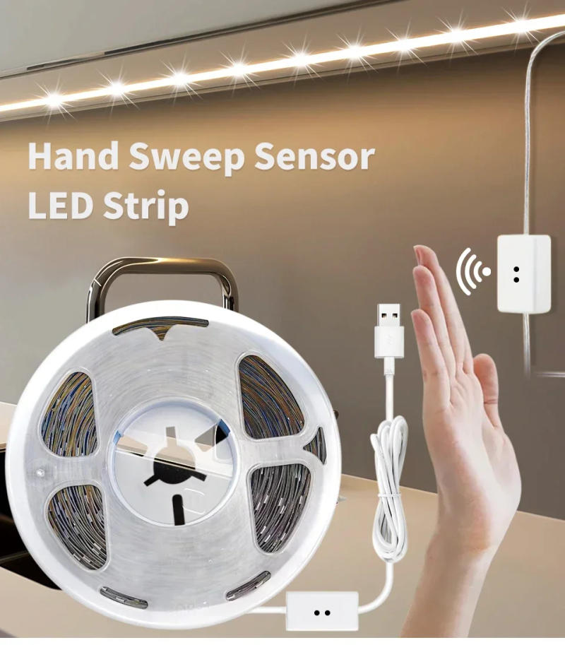 Description Picture 2 of itemUSB Led Strip Night Light Kitchen Closet Cabinet Bedroom TV Backlight DC 5V Hand Sweep Switch 1-10M 2835 Led Tape Room Decor