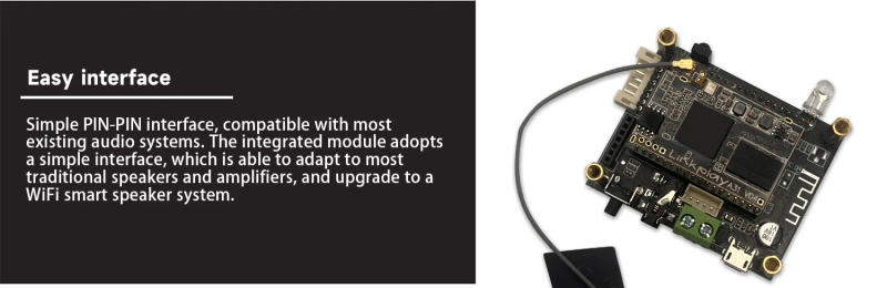 Description Picture 4 of itemD10 Up2Stream Mini Bluetooth Audio Receiver Board Bluetooth 5.0 Wireless Stereo Music Module Multiroom DIY WIFI Audio Board