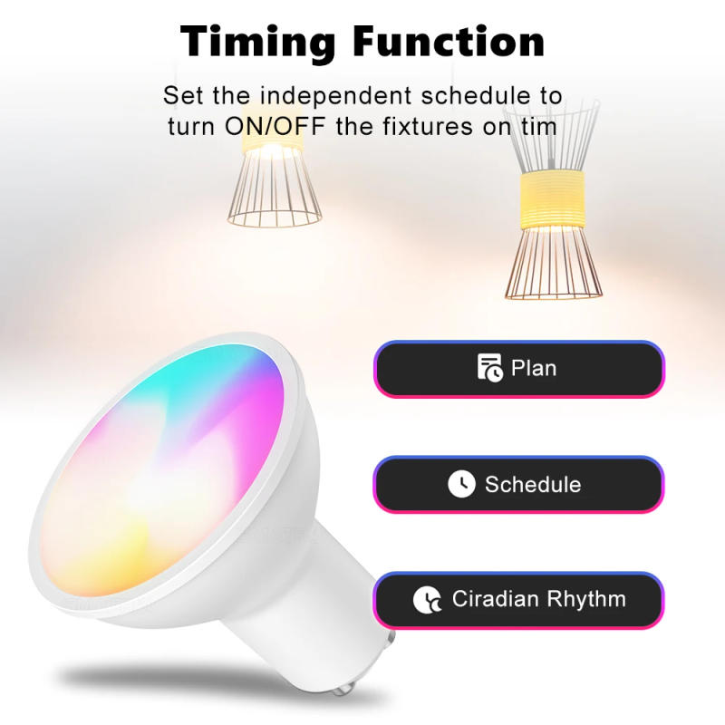 Description Picture 5 of itemSMATRUL Tuya GU10 WiFi Smart Light LED Bulbs RGBCW 5W Dimmable Lamps Smart Life Remote Contro Work with Alexa Google Home