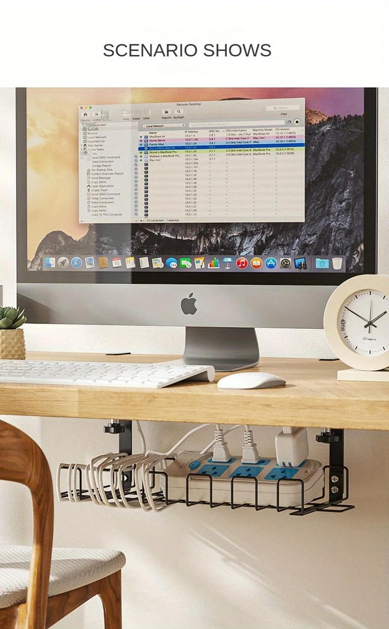 Description Picture 5 of itemUnder Table Storage Rack Metal Cable Management Tray Home Office Desk Wire Organizer No Punching Kitchen Storage Accessories