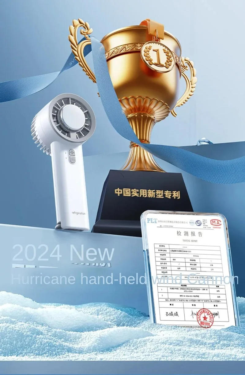 Description Picture 3 of itemHandheld Ice Compressed Fan USB Rechargeable Semiconductor Portable Small Rechargeable Turbo Mini Fan Cooling Air Hand fan