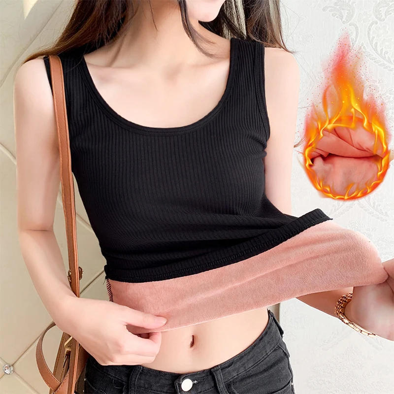 Description Picture 2 of itemWinter Keep Warm Women With Velvet Thermal Vest Ladies Slim Corset O-Neck Sleeveless Female Sexy Tops Ladies Camis Underwear