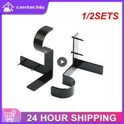1/2SETS Curtain Drapery Rod Bracket Single Hook/double Hooks Tap Right Into Practical Adjustable Home Improvement Curtain Holder