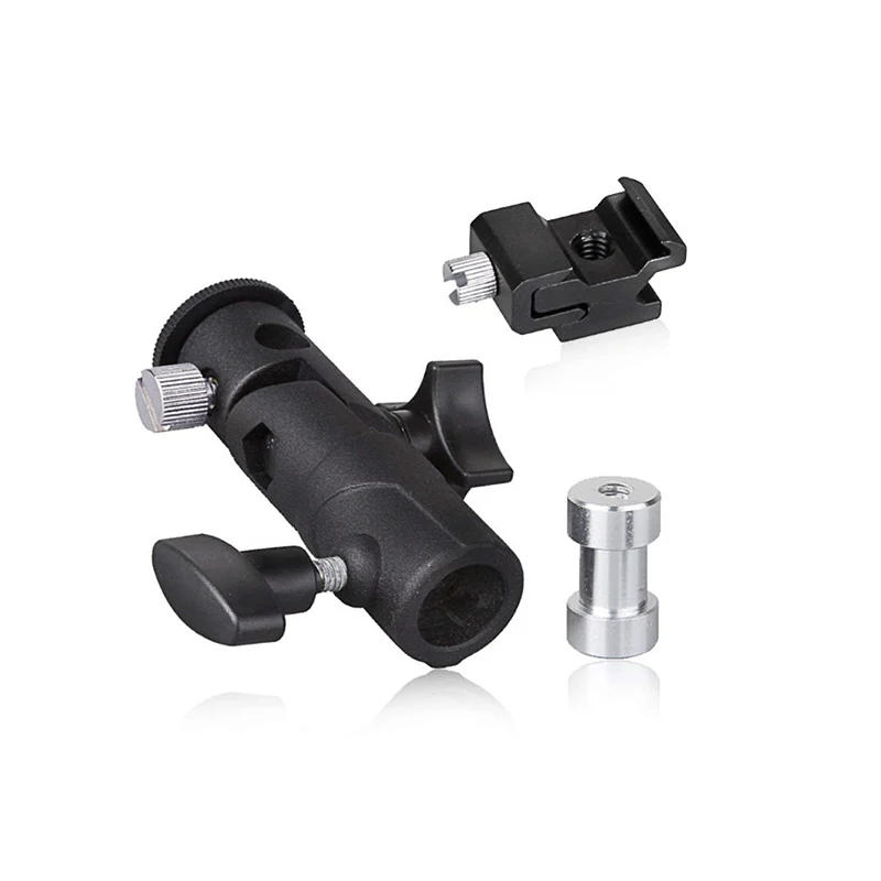 Description Picture 4 of itemFlash Hot Shoe Umbrella Holder Mount Adapter For Studio Light Type E Stand With 1/4 3/8 Screw Bracket Support E-type Lamp Holder
