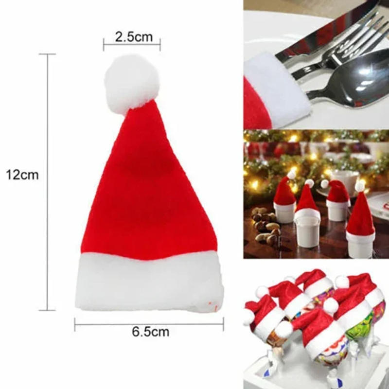 Description Picture 2 of itemSanta Hat Ornament Utensil Holder Bag Santa Hat Fork Knife Cutlery Bag Christmas Home Decor 2024 Christmas Ornament Navidad 2025