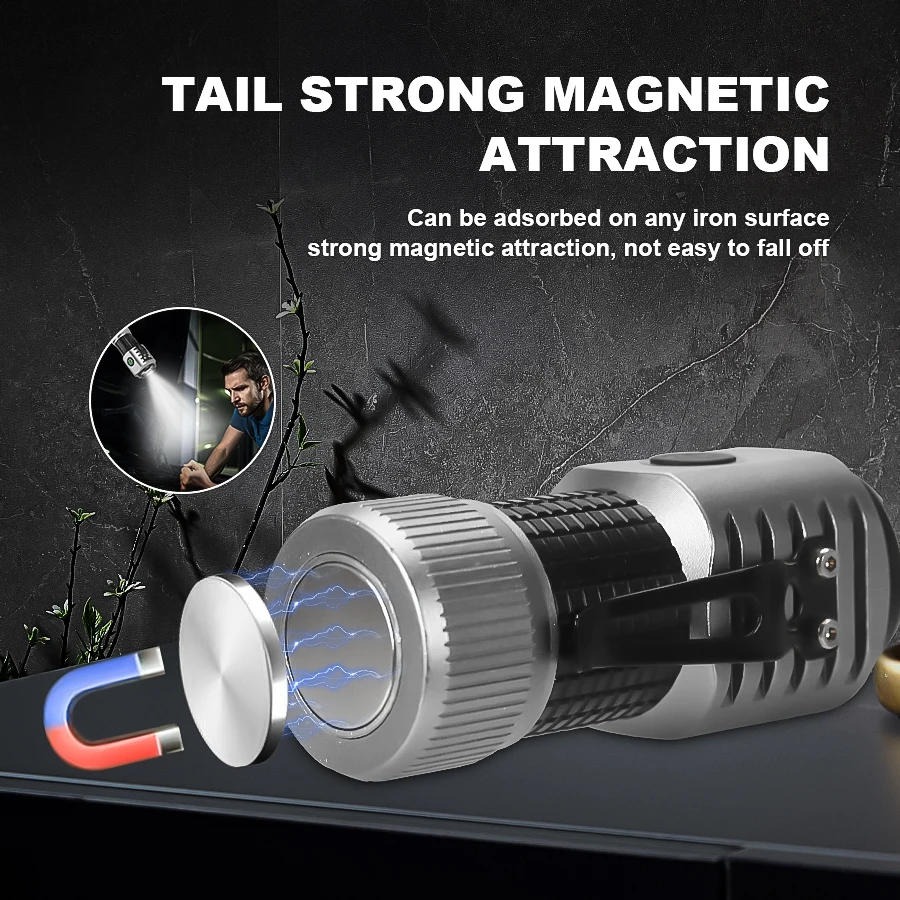 Description Picture 6 of itemPowerful Mini 4LED Flashlight With Pen Clip and Magnet Use 18350 Battery Rechargeable Outdoor Portable Torch Emergency Lantern