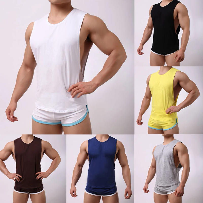 Description Picture 2 of itemCasual Men\\\'s Undershirt Slim Fit Muscle Tank Top Round Neck Gym Vest Sleeveless T Shirt Multiple Colors Available