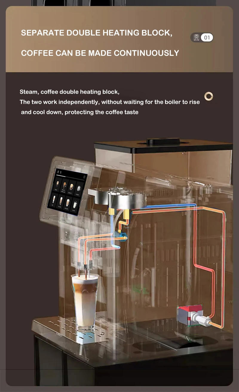 Description Picture 3 of itemMcilpoog WS817-Plus Automatic Espresso Machine with Milk Frother, Intuitive Touchscreen Display, 21 Flavors for Home & Office