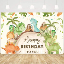 Dinosaur Birthday Backdrop Safari Jungle Forest Happy Birthday Party Animal Cartoon Kids Photo Background Banner Decorations