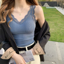 Summer Top Women Sleeveless Lace Tank Top Sexy Women's T-shirt Vest Bra Female Vest Tops White Black Underwear Women Lingerie