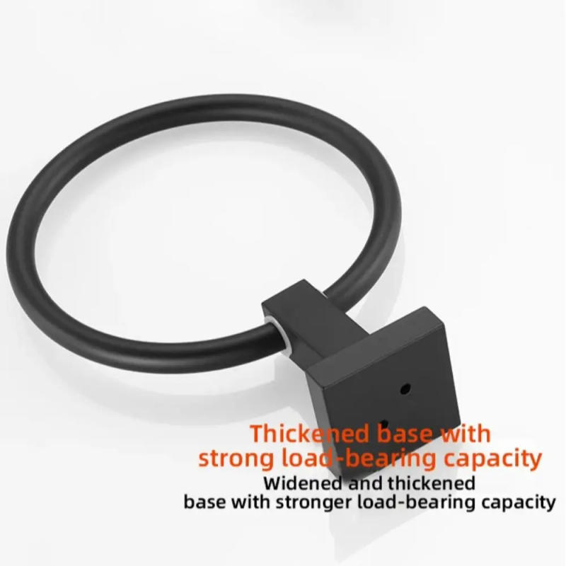 Description Picture 6 of itemBlack Stainless Steel Hand Towel Ring Wall Mounted Square Base Towel Racks Easy Installation Towel Holder Home