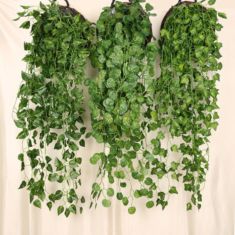 Description Picture 4 of item90cm Artificial Plant Creeper Green Wall Hanging Vine Home Garden Decoration Rattan Wedding Party DIY Fake Wreath Leaves Ivy