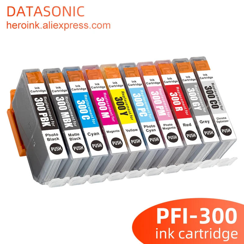 Description Picture 2 of item1Set PFI300 PFI-300 PFI 300 Premium Compatible Color Inkjet Ink Cartridge for Canon imagePROGRAF PRO-300 Printer 10 Colors