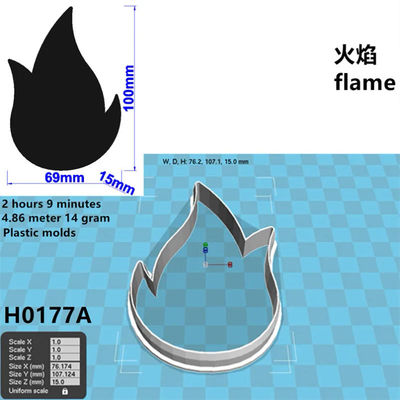 Description Picture 6 of itemFour Specifications Cartoon Nature and Life,Flame,Plastics Mould,Cake Fondant Tool,Cookie Sushi and Fruit Cutters