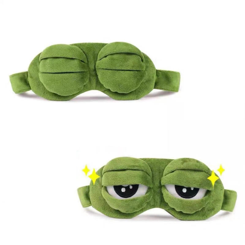 Description Picture 2 of itemSad Frog Sleep Mask Eyeshade Plush Eye Cover Travel Relax Gift Blindfold Cute Patches Cartoon Sleeping Mask for Kid Adult