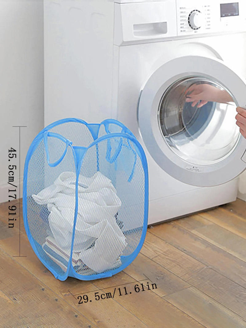 Description Picture 3 of itemFolding Laundry Basket Organizer for Dirty Clothes Bathroom Clothes Mesh Storage Bag Household Wall Hanging Basket Frame Bucket