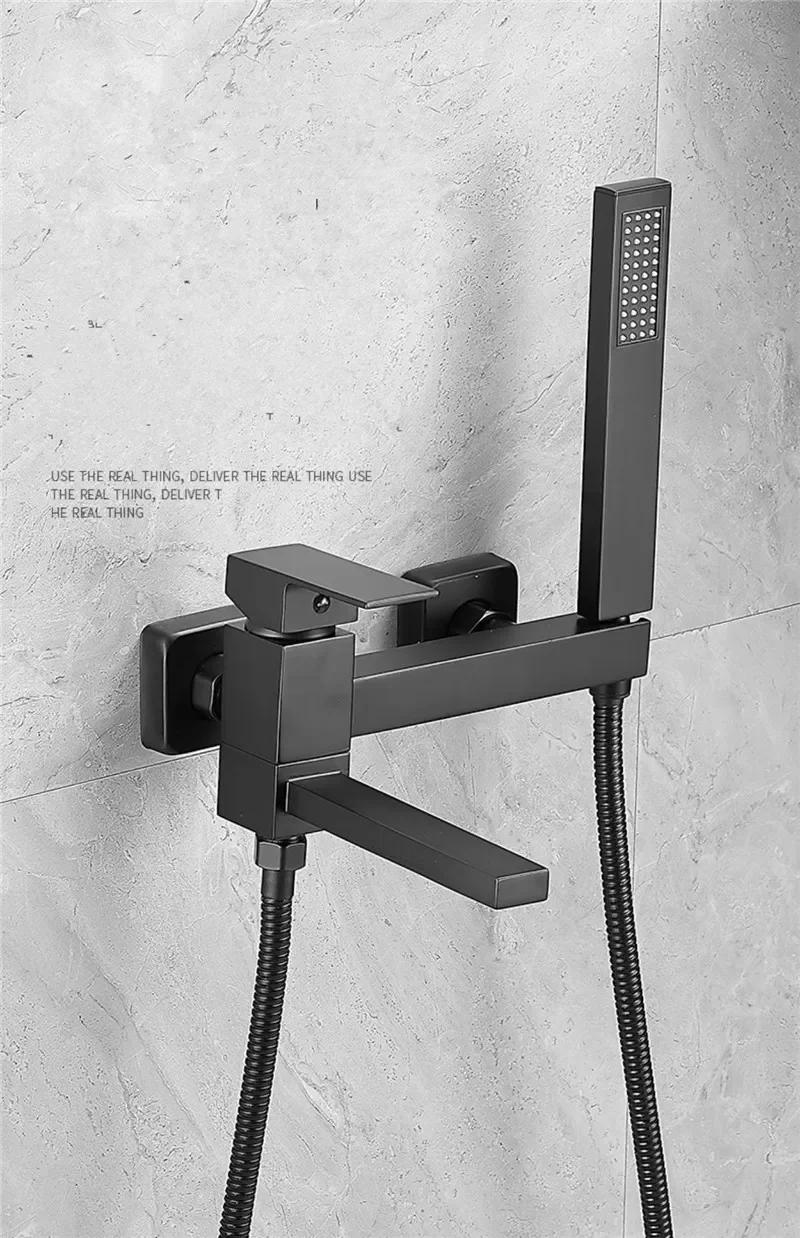 Description Picture 5 of itemBathtub Shower Set Wall Mounted Black Rotatable Bathtub Faucet,Bidet Bathroom Bath & Mixer Tap Brass