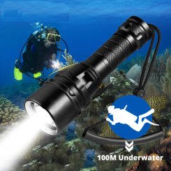 Powerful LED Diving Flashlight Super Bright L2 Professional Underwater Torch IP68 Waterproof Diving Light with Hand Rope
