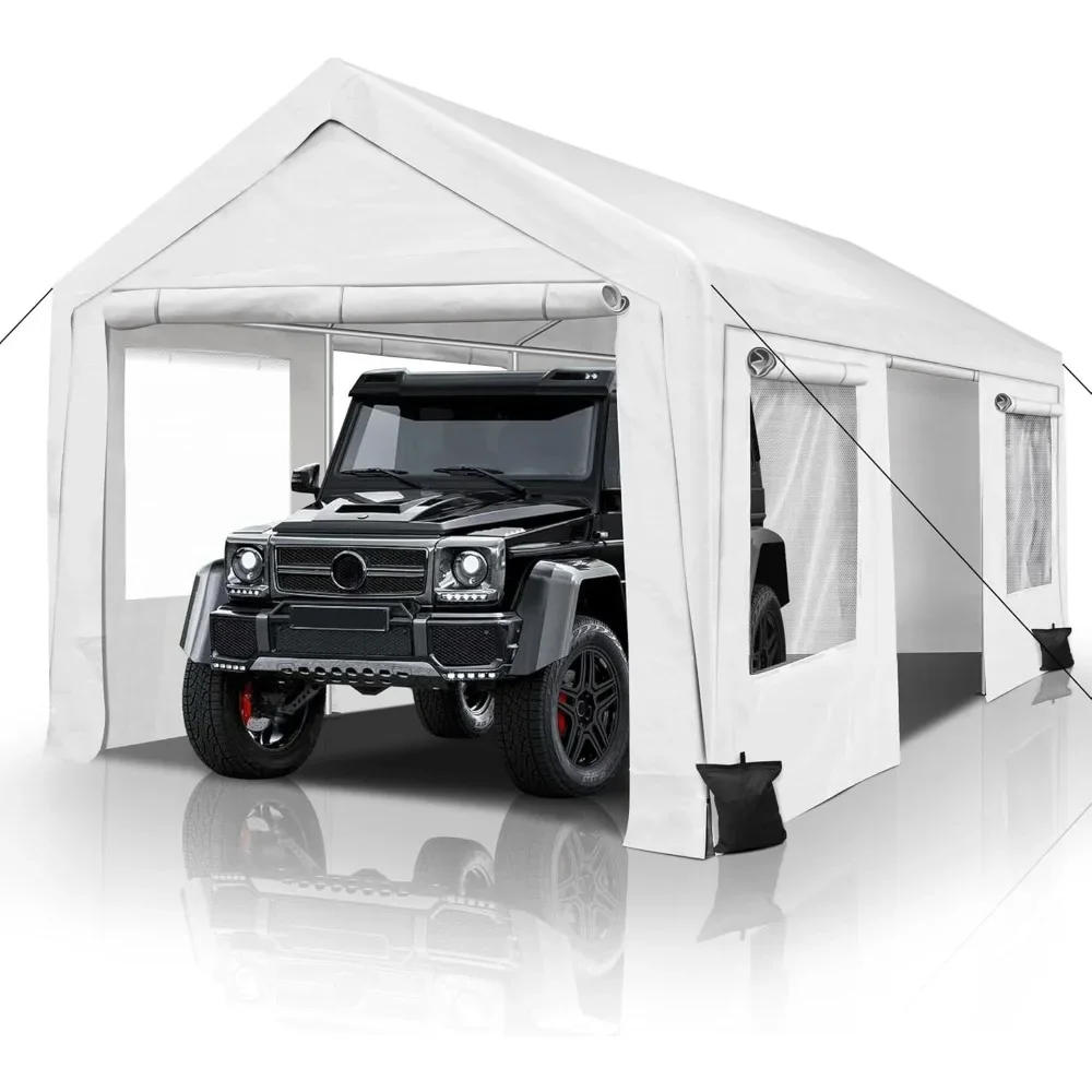 Description Picture 2 of itemCarport 10x20ft Portable Garage, Heavy Duty Car Canopy with Roll-up Ventilated Windows & Side Doors, Car Port for SUV, F150
