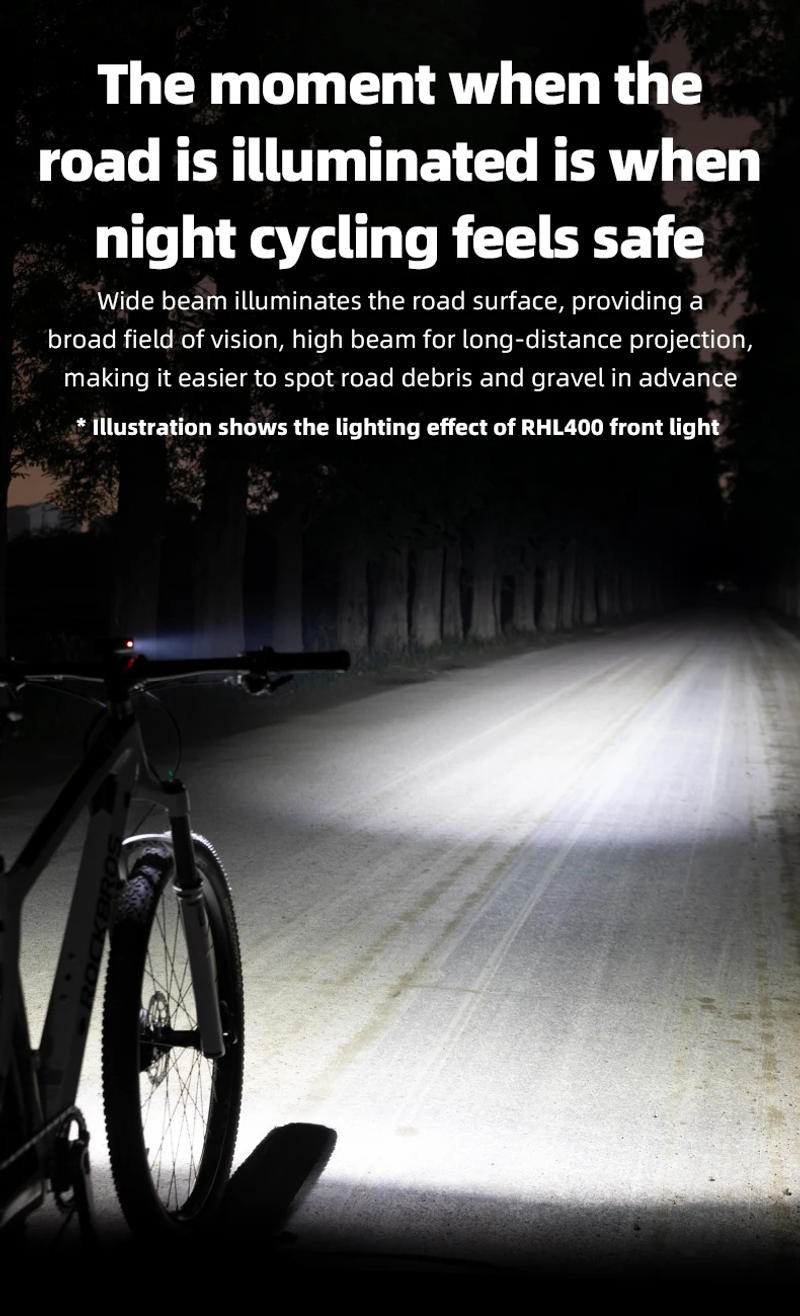 Description Picture 5 of itemROCKBROS Bike Light Waterproof Type-C Rechargeable Bicycle Headlight 200M Range Flashlight With Tail light Cycling Accessory