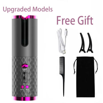 Automatic Wireless Rotat Ceramic Hair Curler USB Rechargeable Portable Auto Curler LED Display Temperature Professiona Iron Curl