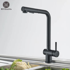 Black Pull Out Kitchen Sink Faucet High Pressure Two Model Stream Sprayer Nozzle Stainless Steel Hot Cold Wate Mixer Tap Deck