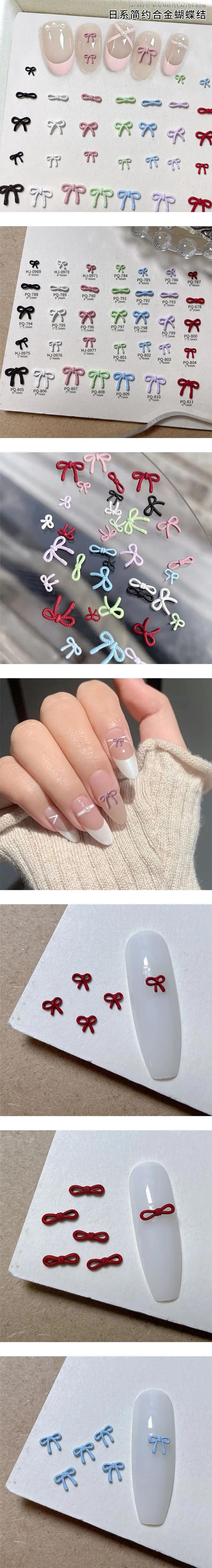 Description Picture 2 of item20PCS Macaron Colorful Spray Painted Mini Bow Ribbon Alloy Nail Art Rhinestones Decorations Manicure Metallic Lovely Charms