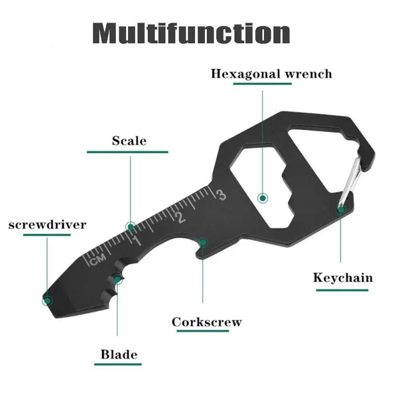 Description Picture 3 of itemMultifunction Portable Outdoor Card Tool Stainless Steel Bottle Opener Practical Hexagonal Wrench Screwdriver Key Chain