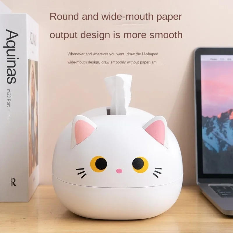 Description Picture 4 of itemKawaii Cat Tissue Box Livingroom Napkin Storage Box Kitchen Paper Container Desktop Toilet Paper Holder for Bathroom Dormitory