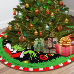 Christmas Tree Skirt,  Red & Green Merry Christmas Tree Skirt Collar, Soft  Xmas Holiday Decoration 2024 Gift Party Favors