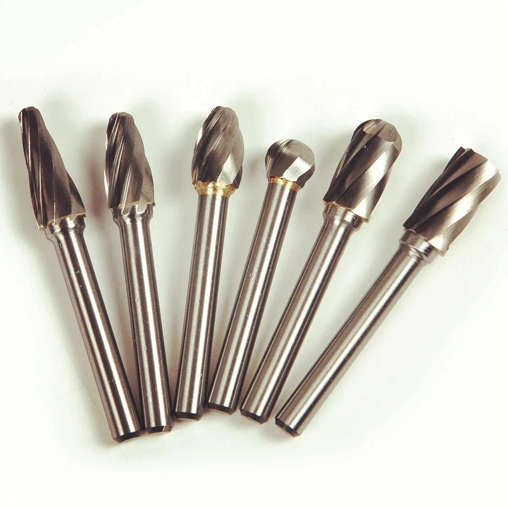 Description Picture 4 of itemFixmee 6pcs 6*10mm ACDEFL Tungsten Carbide 8 Flutes Rotary Burrs Point File Cutter Drill Bit
