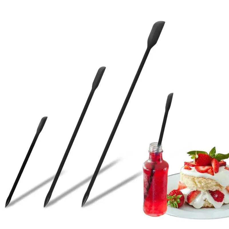 Description Picture 2 of itemã€”CC11ã€•3 Pcs Mini Silicone Spatula Set Heat Resistant Multiple Sizes Jar Bottles Kitchen Silicone Baking Double-headed Scraper