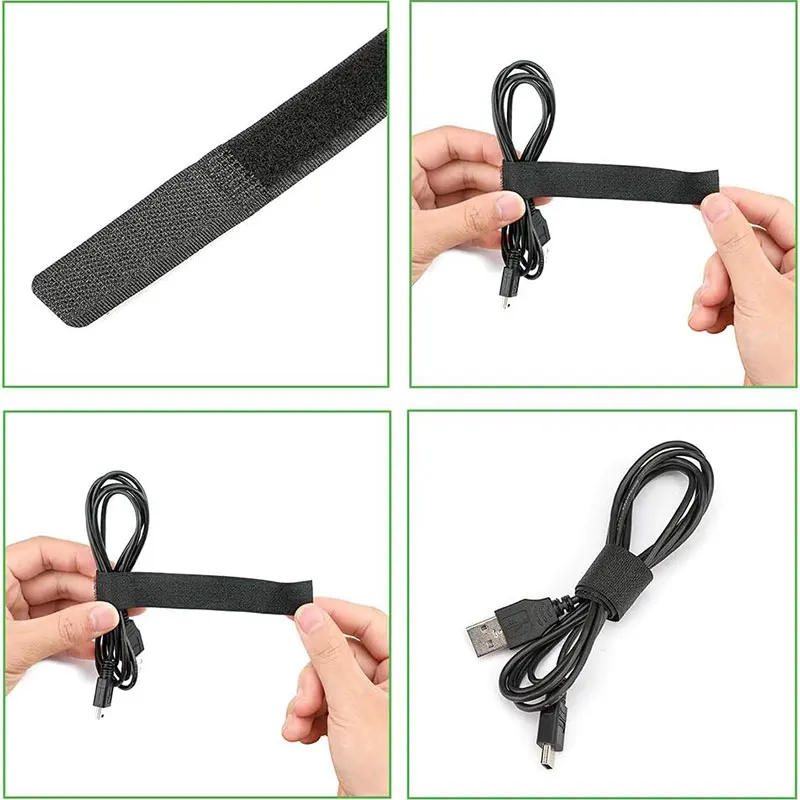Description Picture 6 of item50PCS Reusable Cable Ties Hook and Loop Fastener Cable Tape Cord Tie Self-Adhesive Securing Straps Organizer Cable Management