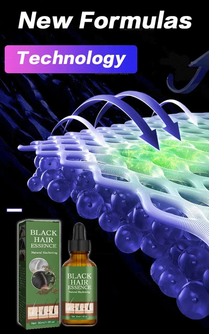 Description Picture 5 of itemGray Hair Treatment Serum White to Black Natural Color Repair Nourishing Products Anti-Hair Loss Care Men Women