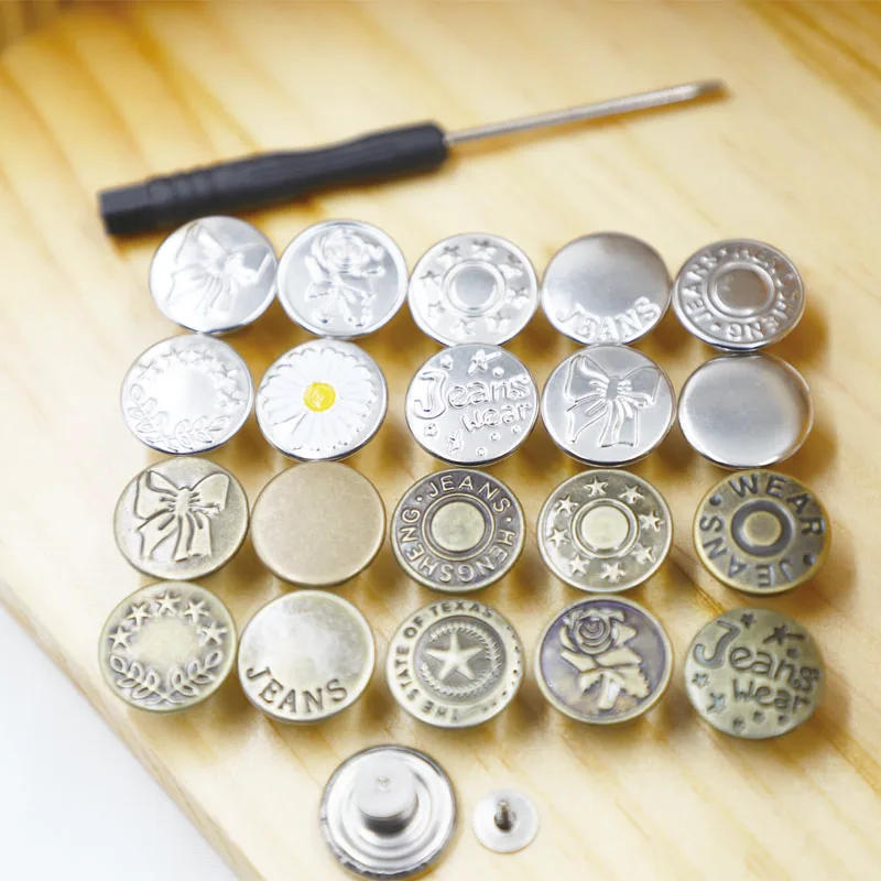 Description Picture 3 of item10pcs jeans button adjustable waist shrinker Nail free metal button Removable I-button seam free waist button