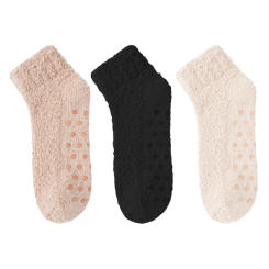 3 Pairs/Set Autumn Winter Non-Slip Coral Floor Socks Women Thick Warm Socks Carpet Sleep Slippers Indoor Home Short Sock