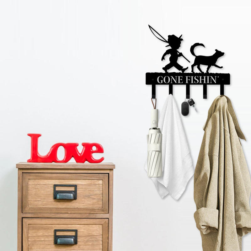 Description Picture 6 of itemMetal Key Holder Hooks Organizer Rack Wall Mounted Decor for Entryway Front Door Kitchen Hallway Garage Mudroom Office