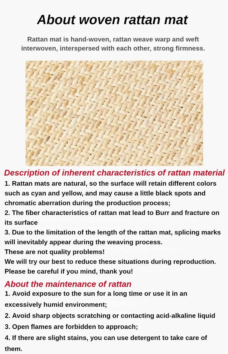 Description Picture 5 of itemSolid Wood Dining Chairs Vintage Rattan Chair for Dining Room Design Kitchen Chairs with Backrest Interior Chair Furniture