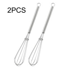 2PCS Whip Whisks Set Mini Small Stainless Steel Balloon Wire Whisk Kitchen Baking Tools Whip Mix Stir Beat Gadgets Egg Tools