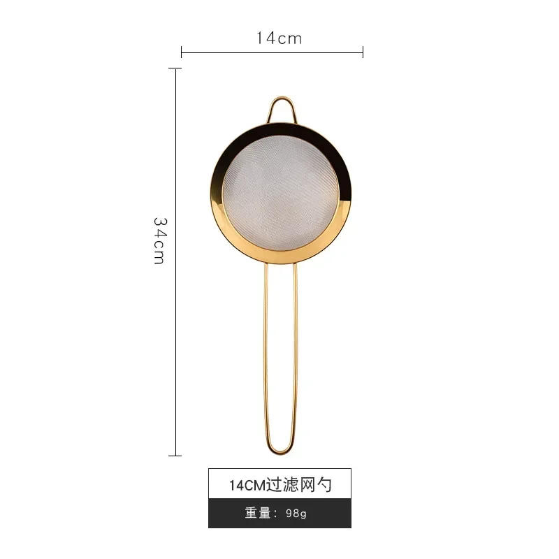 Description Picture 6 of itemKitchen Baking Golden Stainless Steel Mesh Colander with Hook Oil Scoop Soybean Milk Juice Rice Milk Filter Screen Flour Screen