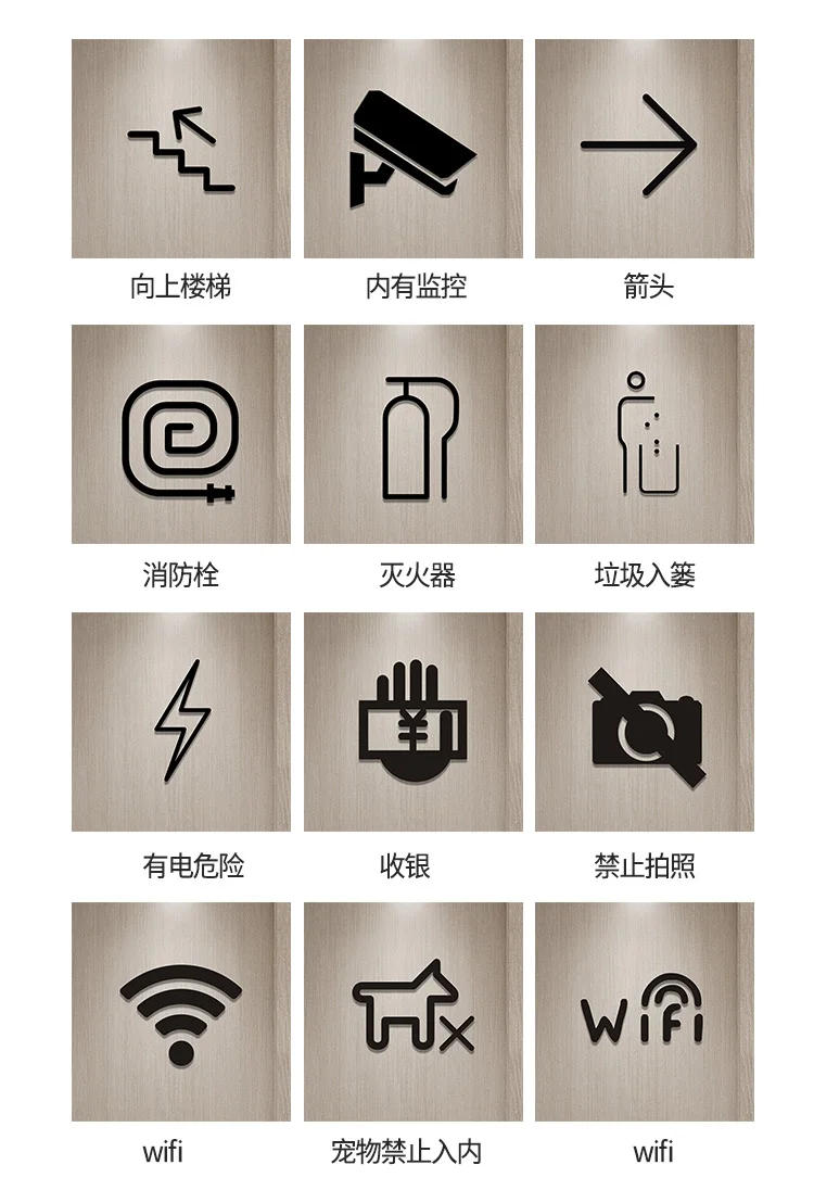 Description Picture 2 of itemDoor Plates WIFI Sign No Smoking Warning Reminders Indicator Plaque Monitoring Acrylic Signs Plate Cafe B&B Monitoring Signage