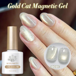 BORN PRETTY 10ml Jelly White Color Cat Magnetic Gel Autumn Winter Sparkling Gold Glitter Soak Off UV LED Gel Nail Art Varnish