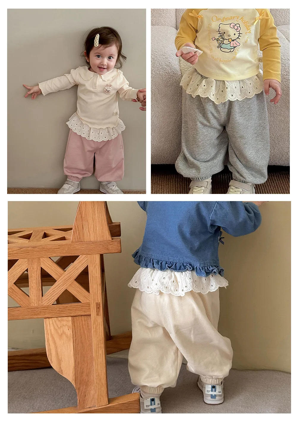 Description Picture 5 of itemGirls' Korean Version Casual Pants 2025 New Autumn Baby Style Lace and Lace Sports Pants Children's Autumn Pants