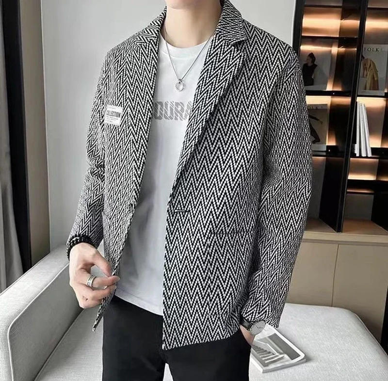 Description Picture 4 of itemCoat Party Male Blazer Single Breasted Plaid Men's Suit Jackets Original Casual Luxury Designer High Quality Fashion 2024 Simple