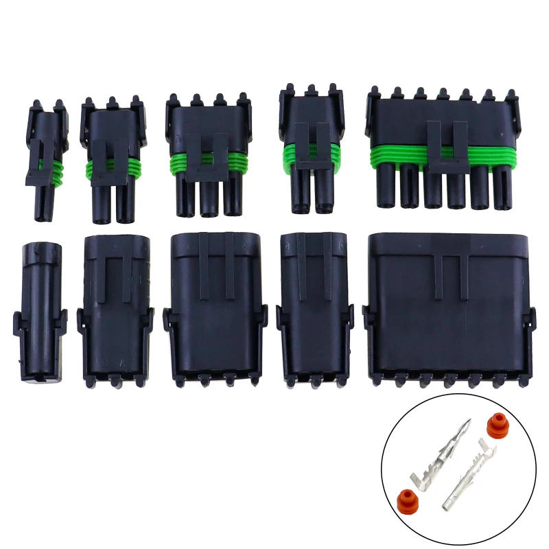 Description Picture 4 of item1 Set 1 2 3 4 6 Pin Way Delphi GM Automotive Female Male Weather Pack Electrical Socket Plug Automobile Connectors