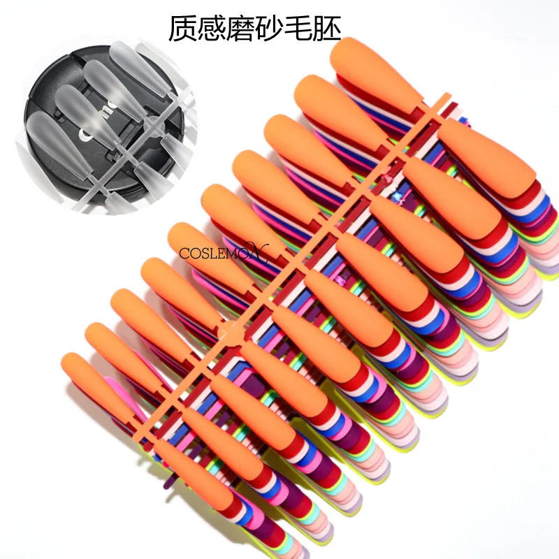 Description Picture 6 of item24pcs/set Matte False Nail Tip Press on Nail Design Full Cover Nail Art Frosted Fake Nails Mixed Color for Extension Accessories