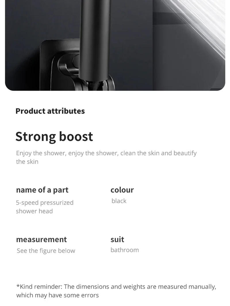 Description Picture 6 of item5 Mode Pressure Boost Shower Head Multifunction Adjustable Large Water Yield Shower Nozzle Massage Shower Bathroom Accessory