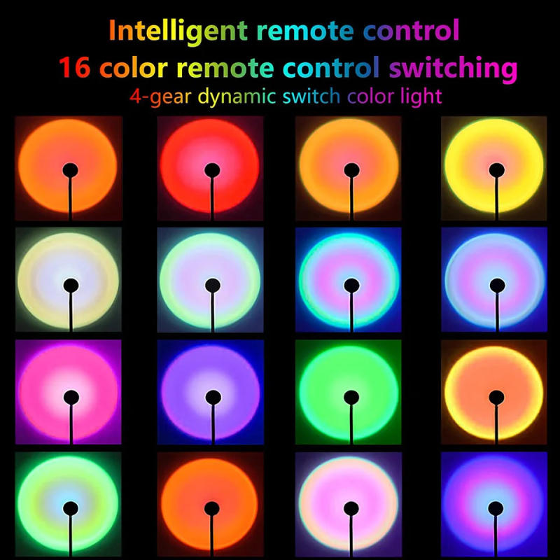 Description Picture 5 of itemSunset Lamp Projection Led Lights with Remote 16 Colors Night Light 360° Rotation Rainbow Lights 4 Modes Setting for Photograph