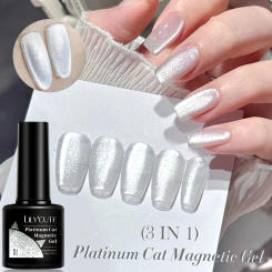 LILYCUTE 7ML 3 IN 1 Moonlight Cat Magnetic Gel Nail Polish Silver Color Glitter Magnetic Gel Polish Semi Permanent Gel Varnishes