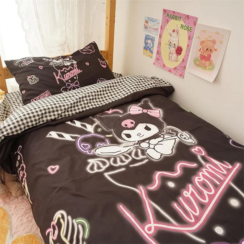 Description Picture 5 of itemKawaii Duvet Cover Sanrio Anime Cartoon MY Melody Cinnamoroll Kuromi Comforter Cover Bedding Set Children Girl Women Bed Decor